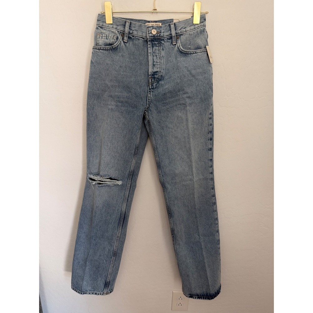 We The Free Holly High Rise Bootcut Jeans Light Wash Distressed Blue Size 26 NEW